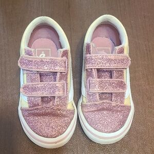 VANS Sparkly Pink Glitter Toddler Sneakers Sz 8.5T